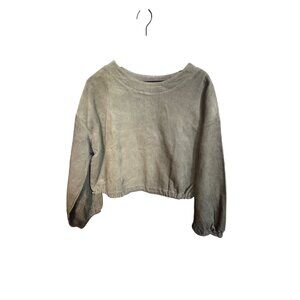 Lumiere Womens M Olive Green Corduroy Cropped Top NWT